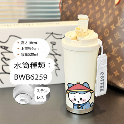 「小物」ちいかわ キャラクタープリント ステンレス 3way 直飲み 水筒 520ML YS8872