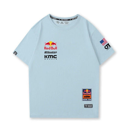 「tops」racing チーム クラブ ロゴプリント 半袖 Tシャツ 5色-YS9029