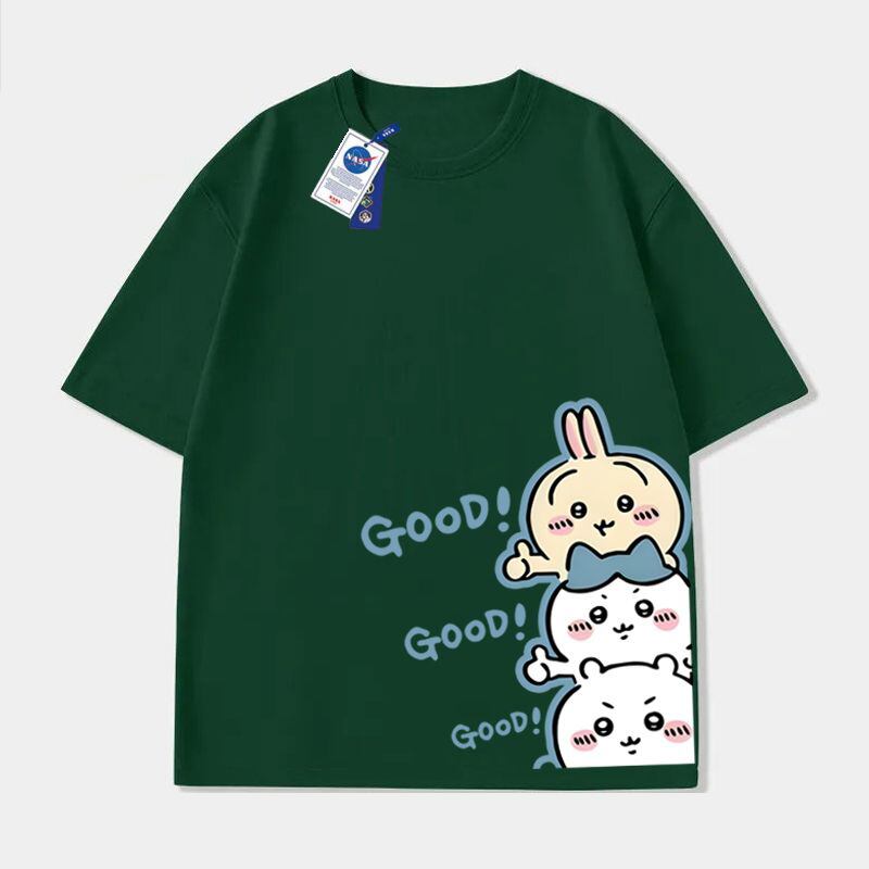 「tops」ちいかわ キャラクター GOOD プリント 男女兼用 ラウンドネック 半袖Ｔシャツ 7色YS8521