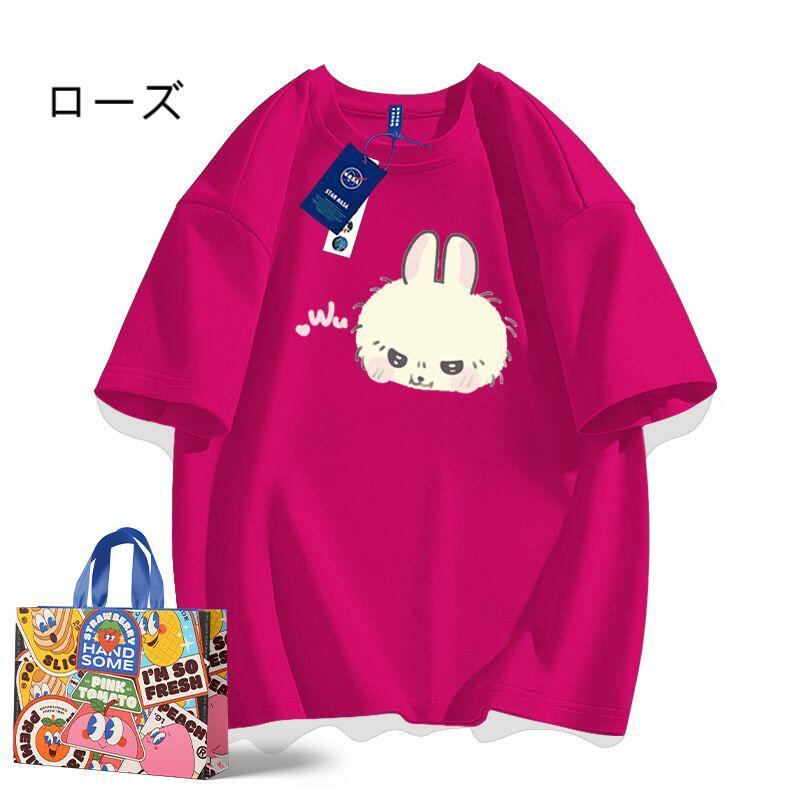 「tops」ちいかわ フワフワウサギ 可愛い 漫画プリント 男女兼用 ルーズ 半袖Ｔシャツ 9色YS8536