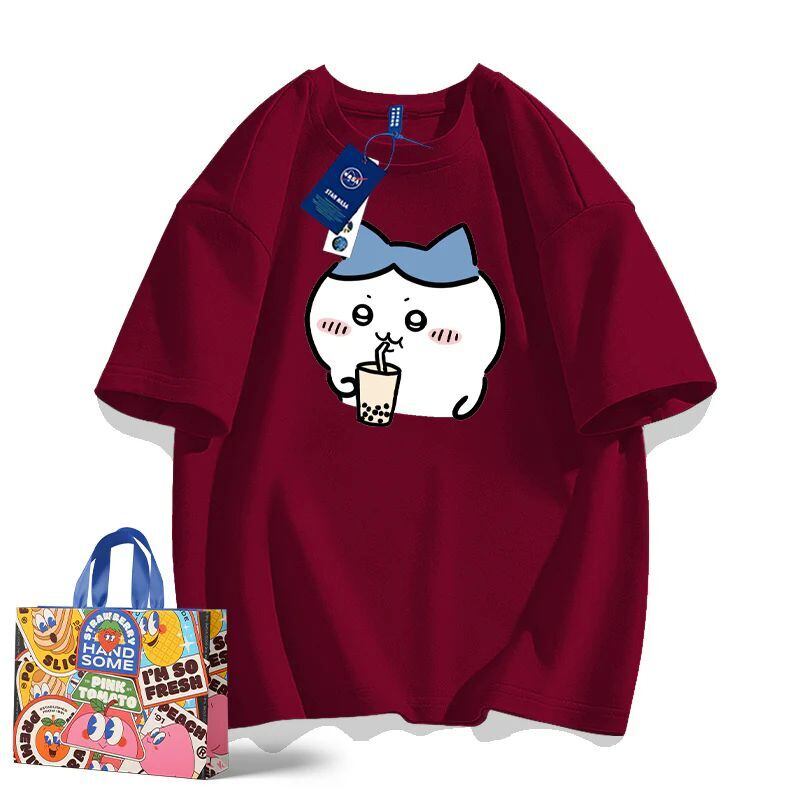 「tops」ちいかわ ハチワレキャラクター プリント 男女兼用 ラウンドネック 半袖Ｔシャツ 8色YS8404