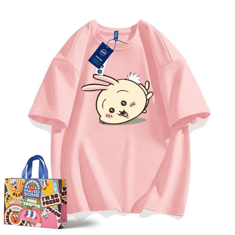 「tops」ちいかわ ウサギ キャラクター プリント 男女兼用 ラウンドネック 半袖Ｔシャツ 8色YS8395