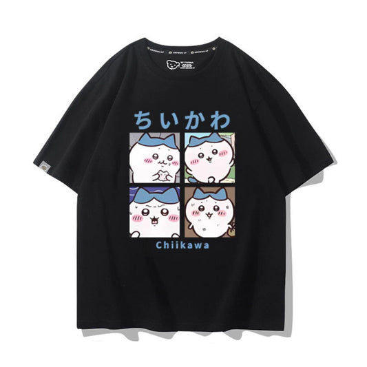 「tops」ちいかわ ハチワレキャラクタープリント 男女兼用 ラウンドネック 半袖Ｔシャツ 6色YS8476