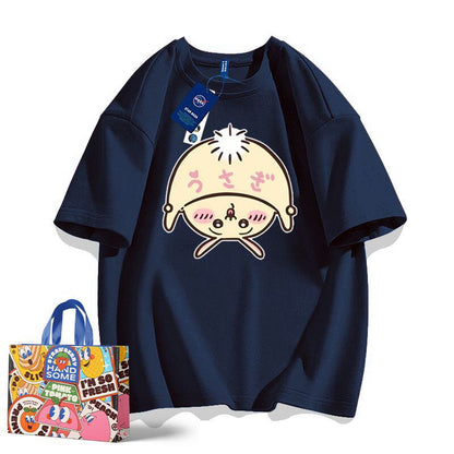 「tops」ちいかわ ウサギキャラクタープリント 男女兼用  ルーズ 半袖Ｔシャツ 7色YS8438