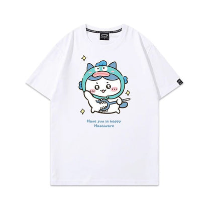 「tops」ちいかわ ハチワレ キャラクター プリント 男女兼用 ラウンドネック 半袖Ｔシャツ 7色YS8489