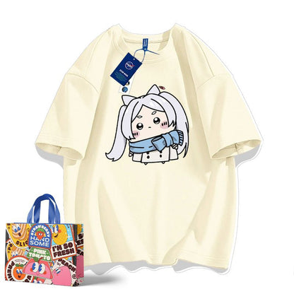 「tops」ちいかわX葬送のフリーレン  キャラクタープリント 男女兼用 ラウンドネック 半袖Ｔシャツ 8色YS8457