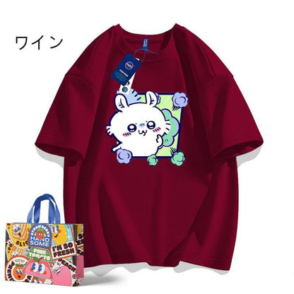 「tops」ちいかわ モモンガ キャラクター プリント 男女兼用 ラウンドネック 半袖Ｔシャツ 7色YS8511