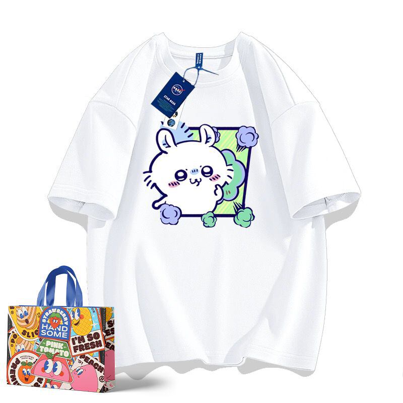 「tops」ちいかわ モモンガ キャラクター プリント 男女兼用 ラウンドネック 半袖Ｔシャツ 7色YS8511