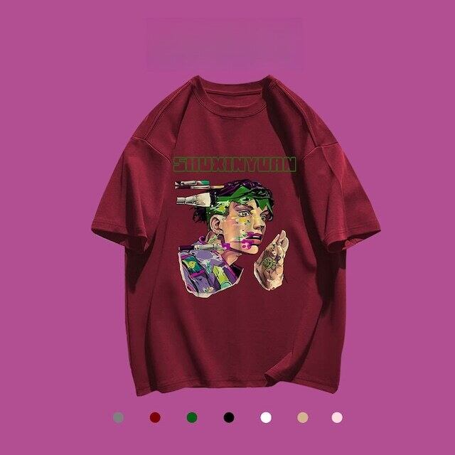 「tops」JOJO キャラクター 露伴 プリント 男女兼用 半袖Ｔシャツ9色YS8356