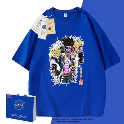 「tops」JOJO キャラクター ジョウタロウ スタンド パワー プリント 男女兼用 ラウンドネック ルーズ 半袖Ｔシャツ 6色YS8432