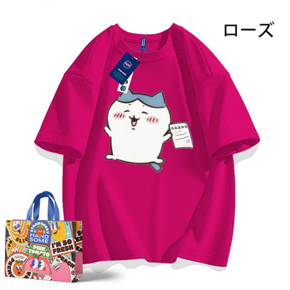 「tops」ちいかわ ハチワレ キャラクター プリント 男女兼用 ラウンドネック 半袖Ｔシャツ 9色YS8424