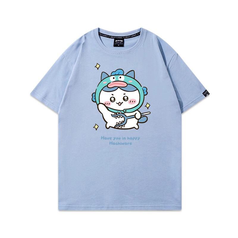 「tops」ちいかわ ハチワレ キャラクター プリント 男女兼用 ラウンドネック 半袖Ｔシャツ 7色YS8489