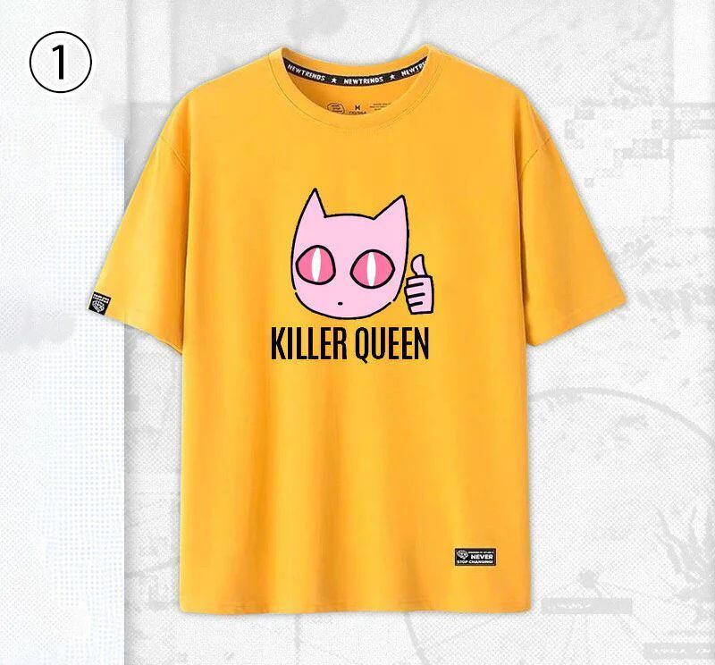 「tops」JOJO キャラクター Killer Queen プリント 男女兼用 半袖Ｔシャツ 5色2種類YS8468