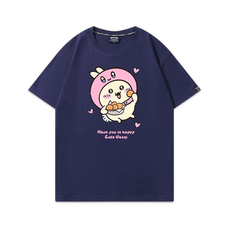 「tops」ちいかわ ウサギ キャラクター プリント 男女兼用 ラウンドネック 半袖Ｔシャツ 7色YS8491