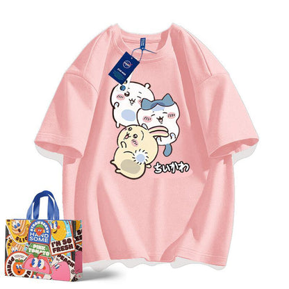 「tops」ちいかわ プリント 男女兼用  ラウンドネック ルーズ 半袖Ｔシャツ 8色YS8449