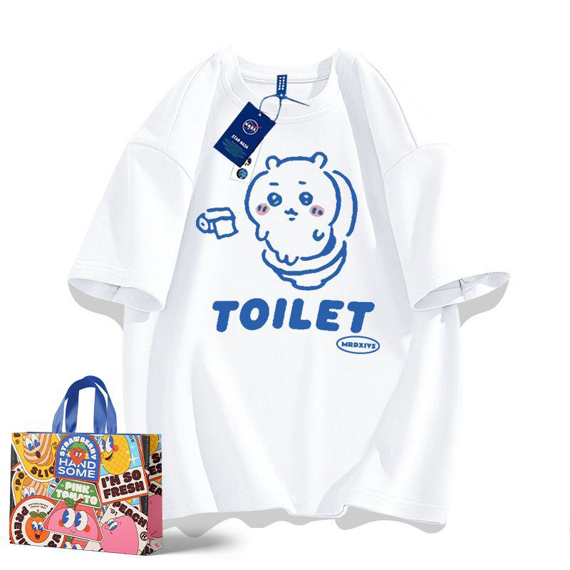 「tops」ちいかわ TOILET プリント 男女兼用 ルーズ 半袖Ｔシャツ 9色YS8533