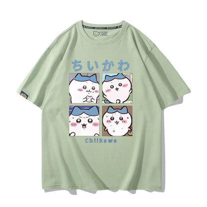 「tops」ちいかわ ハチワレキャラクタープリント 男女兼用 ラウンドネック 半袖Ｔシャツ 6色YS8476