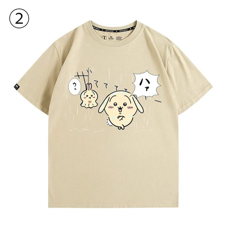 「tops」ちいかわ バスケットボール ウサギ プリント 半袖Ｔシャツ（ 男女兼用） 4色 2種類YS8566