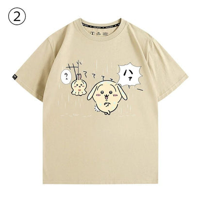 「tops」ちいかわ バスケットボール ウサギ プリント 半袖Ｔシャツ（ 男女兼用） 4色 2種類YS8566