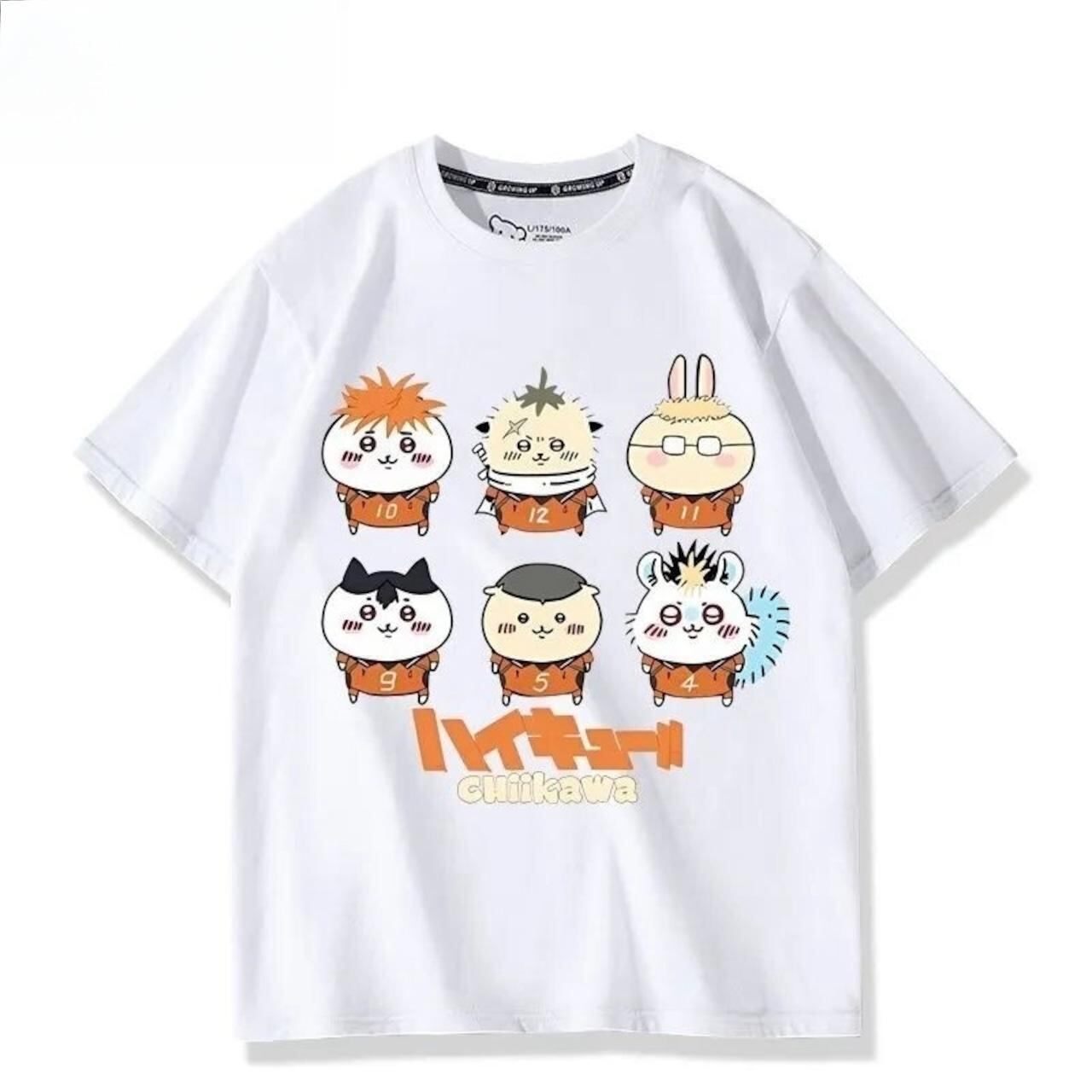 「tops」ちいかわ ハイキュー プリント 男女兼用 ルーズ 半袖Ｔシャツ 6色YS8580