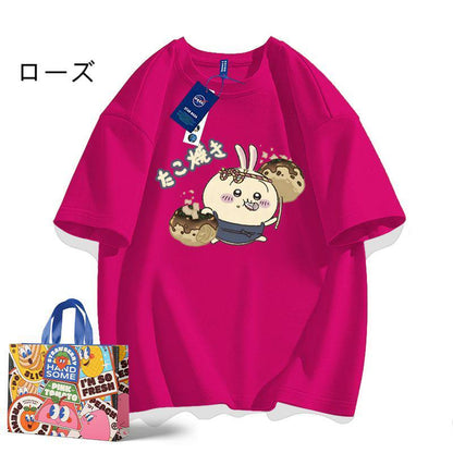 【人気ランキングNO.2】「tops」ちいかわ たこ焼きプリント 半袖Ｔシャツ（ 男女兼用）9色YS8439