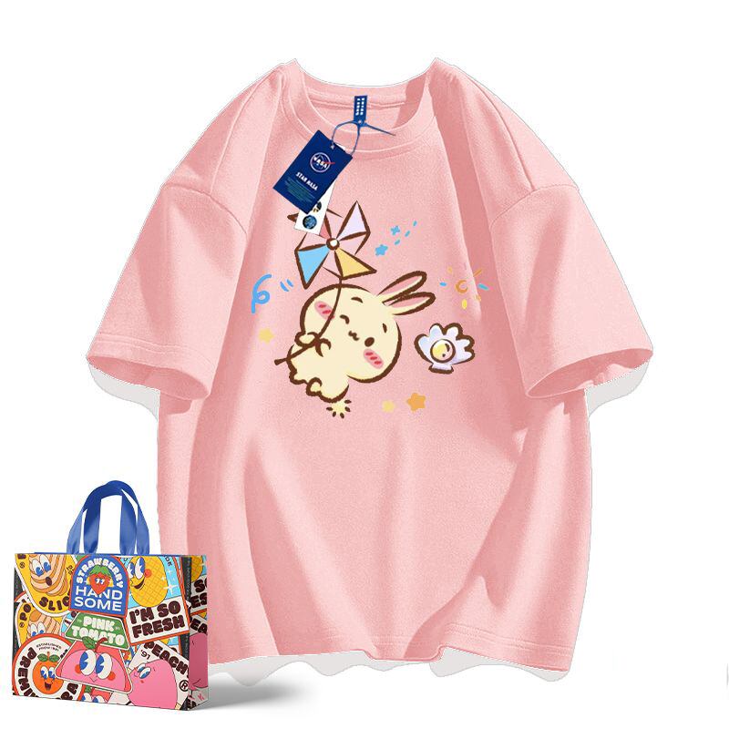 「tops」ちいかわ ウサギ キャラクター プリント 男女兼用 ラウンドネック 半袖Ｔシャツ 9色YS8426