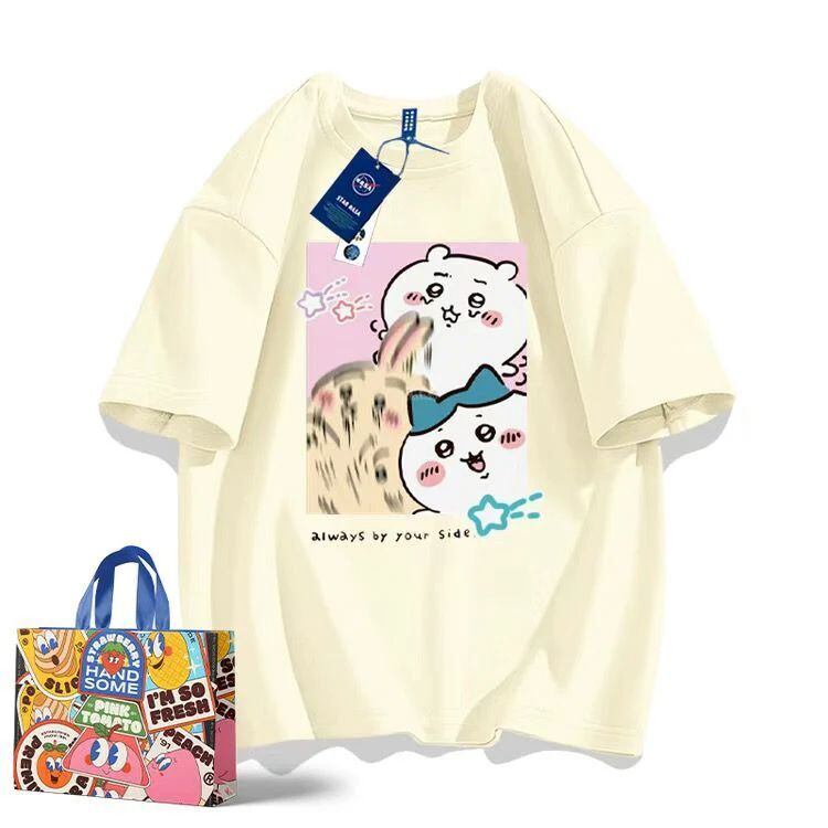 「tops」ちいかわ キャラクター プリント 男女兼用 ラウンドネック 半袖Ｔシャツ 6色YS8261