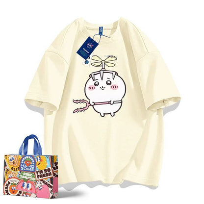 「tops」ちいかわ キャラクター プリント 男女兼用 ラウンドネック ルーズ 半袖Ｔシャツ 8色YS8390