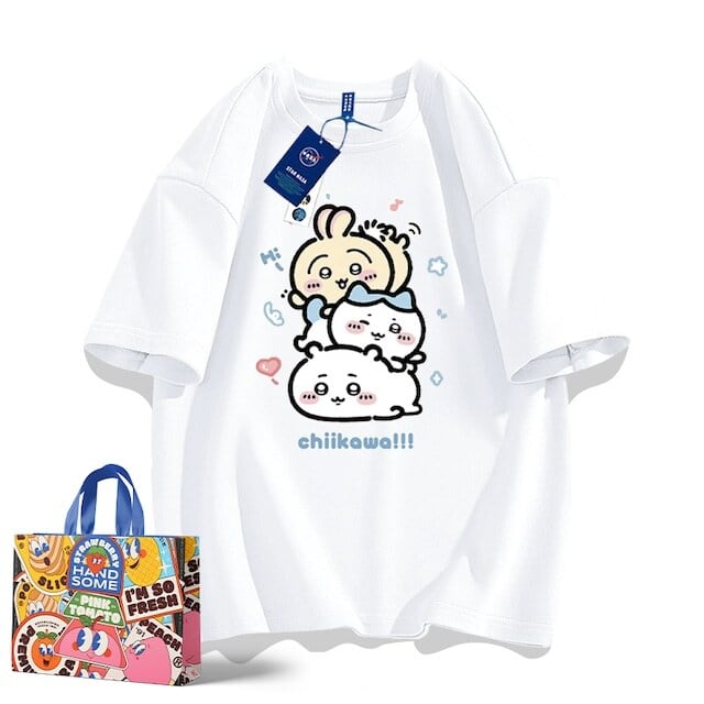 「tops」ちいかわ キャラクター プリント 男女兼用 ラウンドネック 半袖Ｔシャツ 6色YS8314