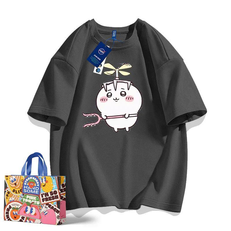 「tops」ちいかわ キャラクター プリント 男女兼用 ラウンドネック ルーズ 半袖Ｔシャツ 8色YS8390