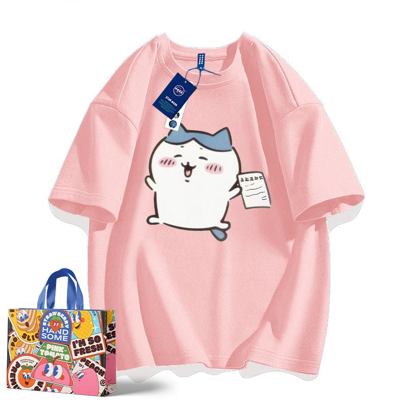 「tops」ちいかわ ハチワレ キャラクター プリント 男女兼用 ラウンドネック 半袖Ｔシャツ 9色YS8424