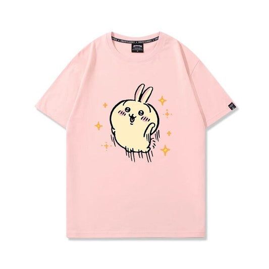 「tops」ちいかわ ウサギ キャラクター プリント 男女兼用 ラウンドネック 半袖Ｔシャツ 6色YS8507