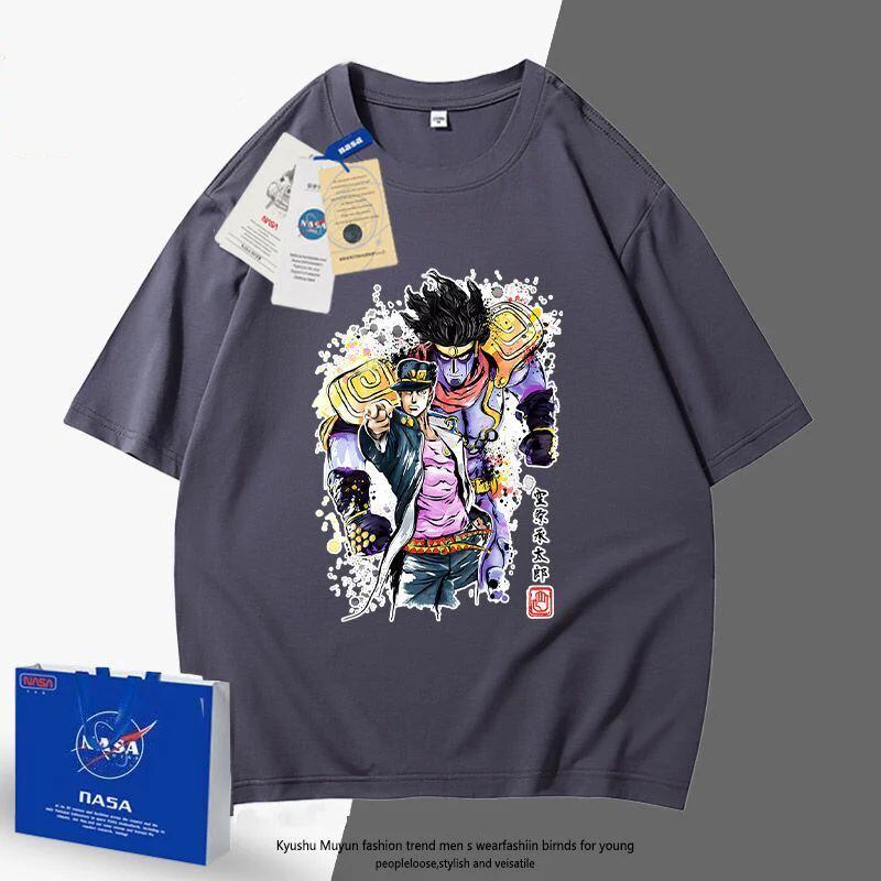 「tops」JOJO キャラクター ジョウタロウ スタンド パワー プリント 男女兼用 ラウンドネック ルーズ 半袖Ｔシャツ 6色YS8432