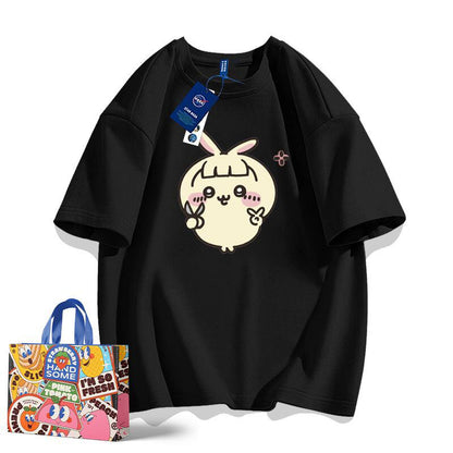 「tops」ちいかわ ウサギ キャラクタープリント 男女兼用 ラウンドネック ルーズ 半袖Ｔシャツ 9色YS8446