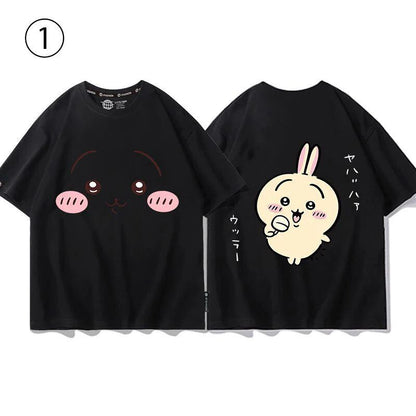 「tops」ちいかわ 可愛い プリント 男女兼用 ルーズ 半袖Ｔシャツ 4色2種類YS8420