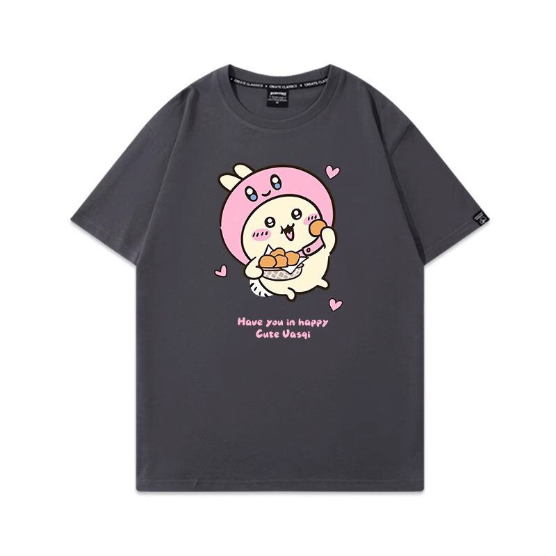 「tops」ちいかわ ウサギ キャラクター プリント 男女兼用 ラウンドネック 半袖Ｔシャツ 7色YS8491