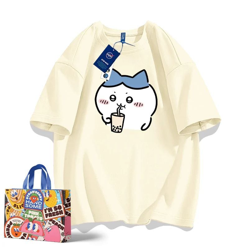 「tops」ちいかわ ハチワレキャラクター プリント 男女兼用 ラウンドネック 半袖Ｔシャツ 8色YS8404