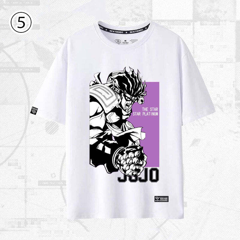 「tops」JOJO キャラクター 漫画プリント 男女兼用 ラウンドネック 半袖Ｔシャツ 2色 5種類YS8564