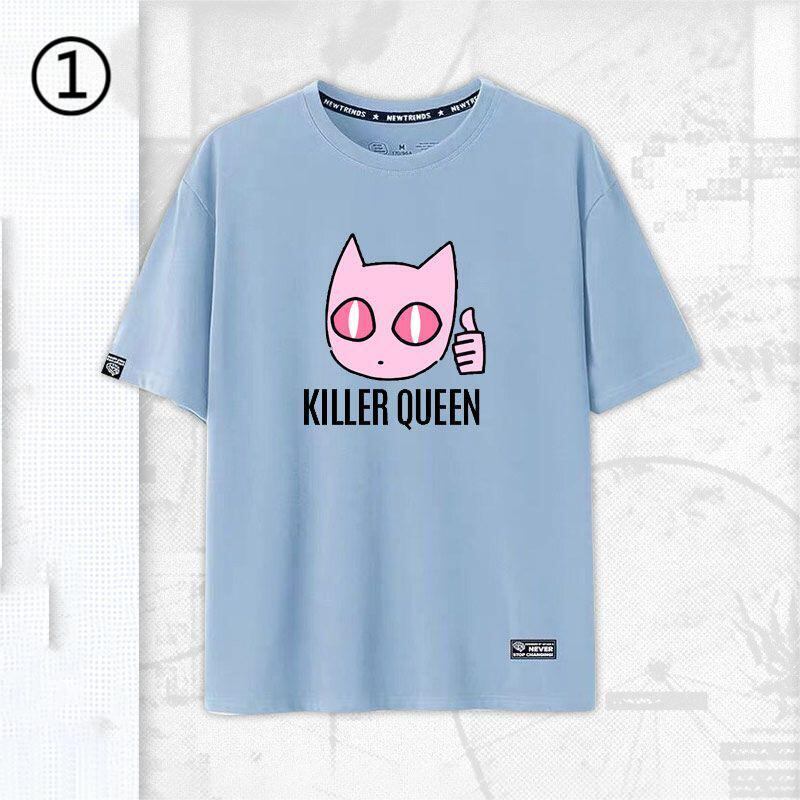 「tops」JOJO キャラクター Killer Queen プリント 男女兼用 半袖Ｔシャツ 5色2種類YS8468