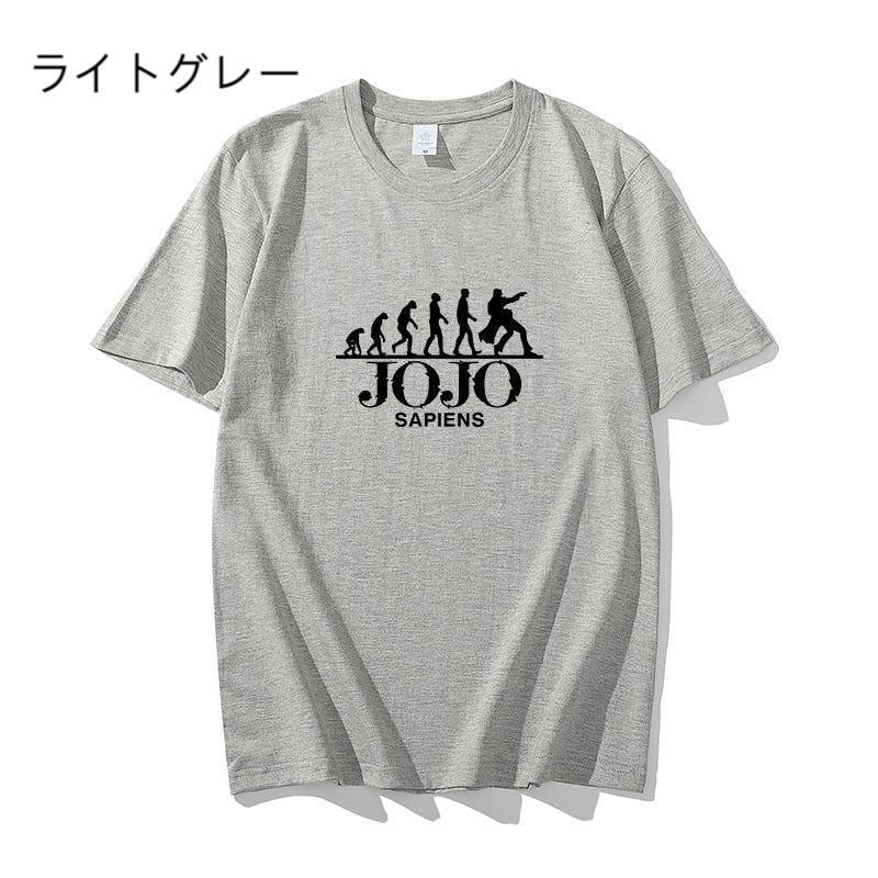 「tops」JOJO 人類の進化 漫画プリントラウンドネック ルーズ 男女兼用 半袖Ｔシャツ 12色YS8517