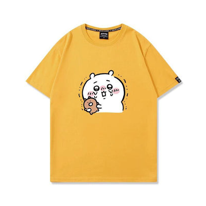 「tops」ちいかわ キャラクター プリント 男女兼用 ラウンドネック 半袖Ｔシャツ 6色YS8508