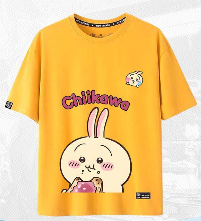 「tops」ちいかわ ウサギ キャラクタープリント 男女兼用 ラウンドネック 半袖Ｔシャツ 6色YS8471