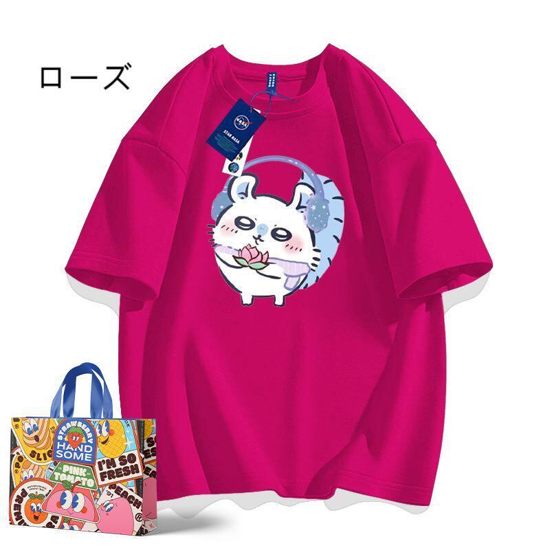 「tops」ちいかわ モモンガ キャラクター プリント 男女兼用 ラウンドネック 半袖Ｔシャツ 9色YS8527