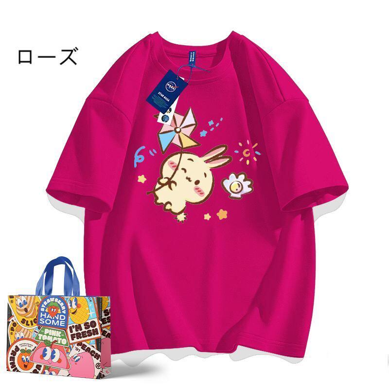 「tops」ちいかわ ウサギ キャラクター プリント 男女兼用 ラウンドネック 半袖Ｔシャツ 9色YS8426