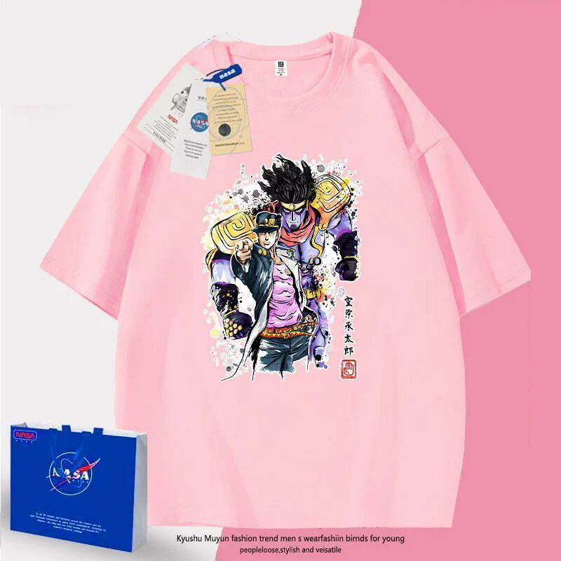 「tops」JOJO キャラクター ジョウタロウ スタンド パワー プリント 男女兼用 ラウンドネック ルーズ 半袖Ｔシャツ 6色YS8432