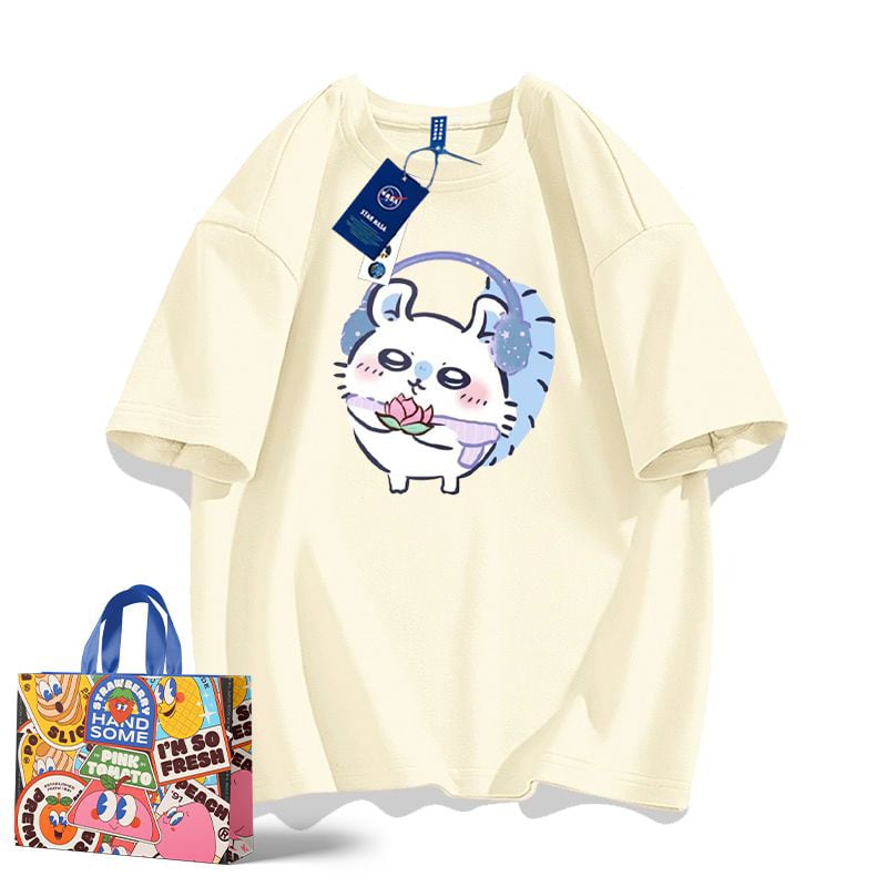 「tops」ちいかわ モモンガ キャラクター プリント 男女兼用 ラウンドネック 半袖Ｔシャツ 9色YS8527