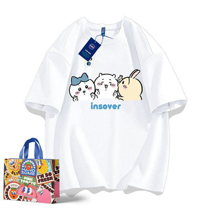 「tops」ちいかわ キャラクター プリント 男女兼用 ラウンドネック 半袖Ｔシャツ 6色YS8515