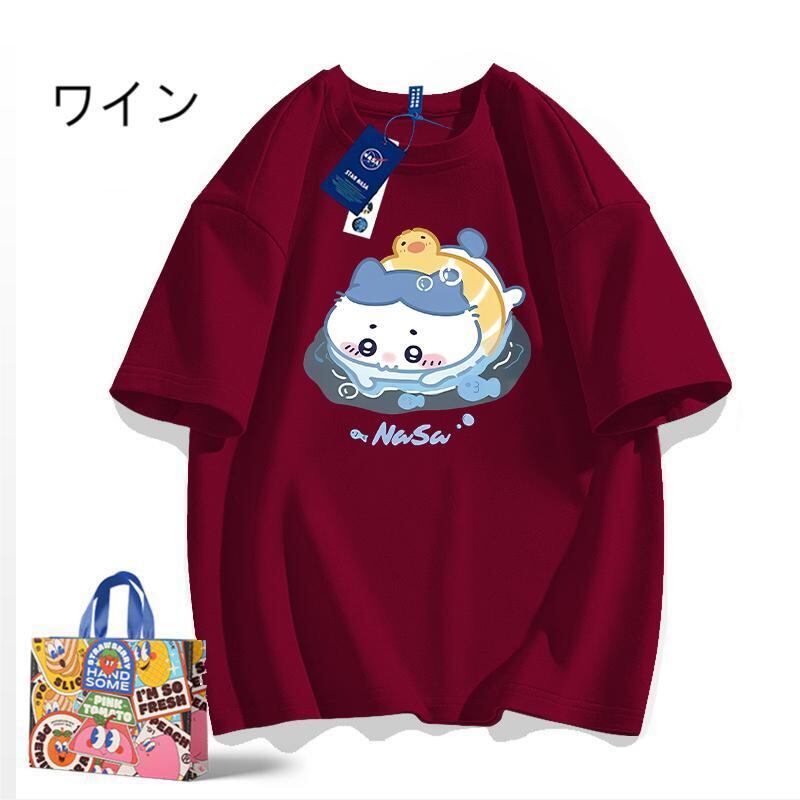 「tops」ちいかわ ハチワレ キャラクター プリント 男女兼用 ラウンドネック 半袖Ｔシャツ 6色YS8494