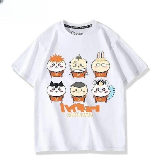 「tops」ちいかわ ハイキュー 漫画プリント 可愛い  半袖Tシャツ（ 男女兼用）YS9440