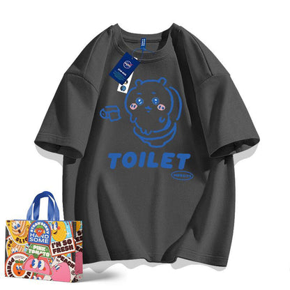 「tops」ちいかわ TOILET プリント 男女兼用 ルーズ 半袖Ｔシャツ 9色YS8533